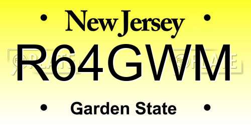 R64GWM New Jersey License Plate
