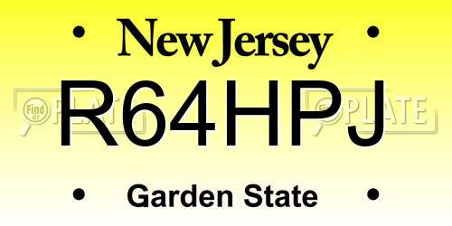 R64HPJ New Jersey License Plate