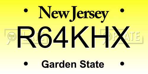 R64KHX New Jersey License Plate