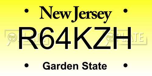 R64KZH New Jersey License Plate