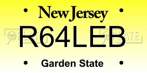 R64LEB New Jersey License Plate