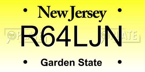 R64LJN New Jersey License Plate