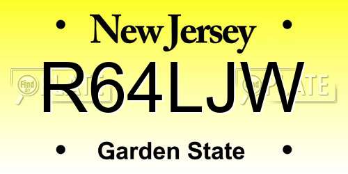 R64LJW New Jersey License Plate