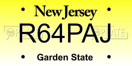 R64PAJ New Jersey License Plate