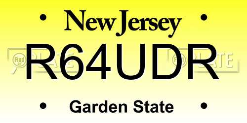 R64UDR New Jersey License Plate