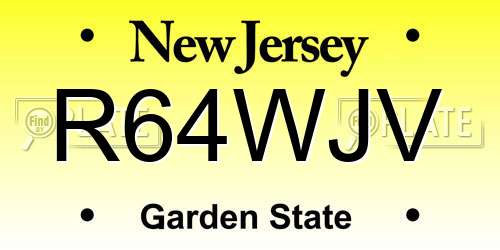 R64WJV New Jersey License Plate