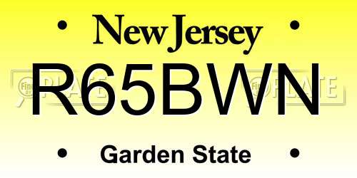 R65BWN New Jersey License Plate