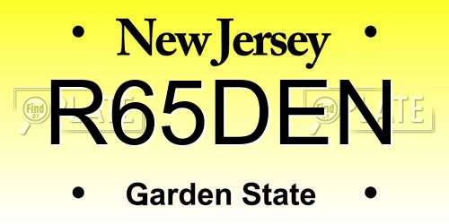 R65DEN New Jersey License Plate