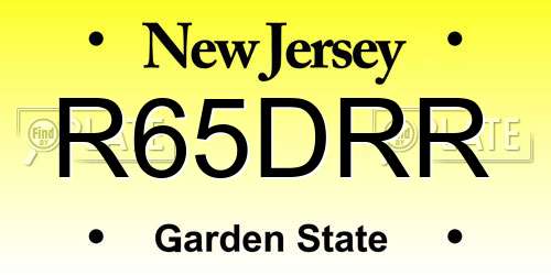 R65DRR New Jersey License Plate