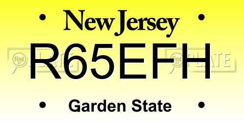 R65EFH New Jersey License Plate