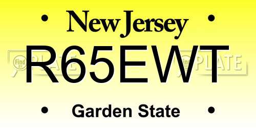 R65EWT New Jersey License Plate