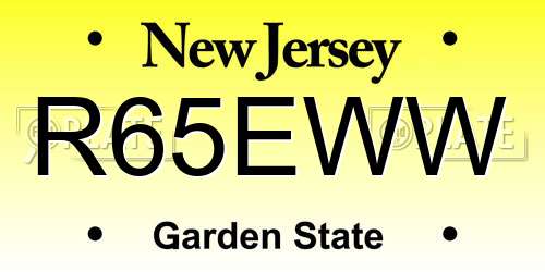 R65EWW New Jersey License Plate