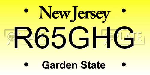 R65GHG New Jersey License Plate
