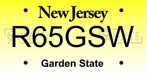 R65GSW New Jersey License Plate