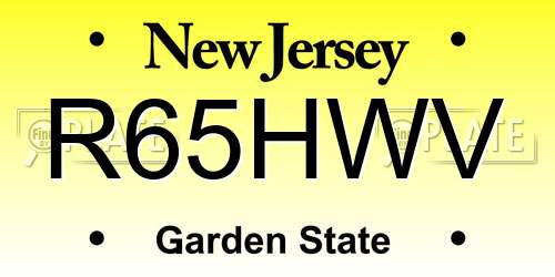 R65HWV New Jersey License Plate
