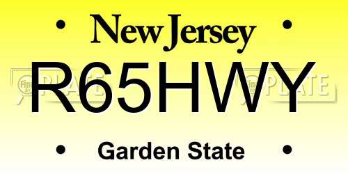 R65HWY New Jersey License Plate