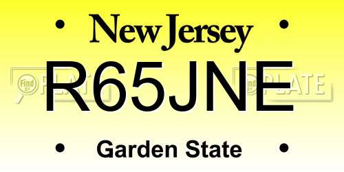 R65JNE New Jersey License Plate