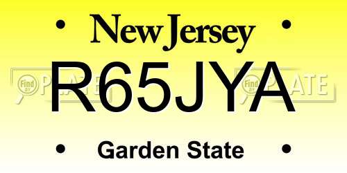 R65JYA New Jersey License Plate