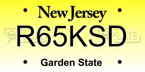 R65KSD New Jersey License Plate