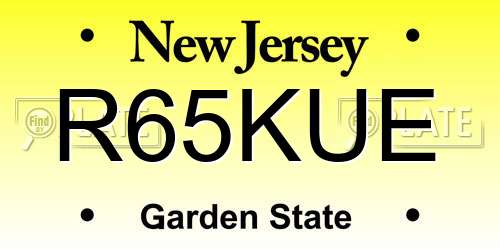 R65KUE New Jersey License Plate