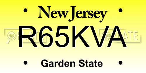 R65KVA New Jersey License Plate
