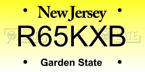 R65KXB New Jersey License Plate