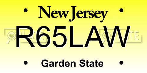 R65LAW New Jersey License Plate