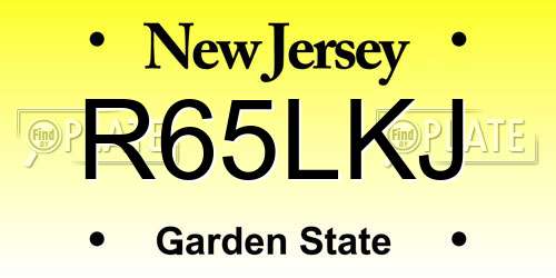 R65LKJ New Jersey License Plate