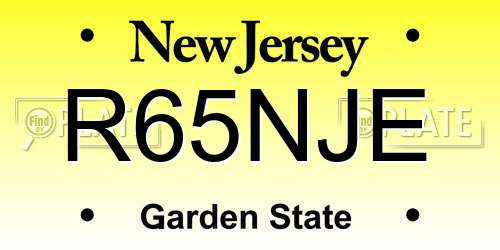 R65NJE New Jersey License Plate