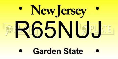 R65NUJ New Jersey License Plate