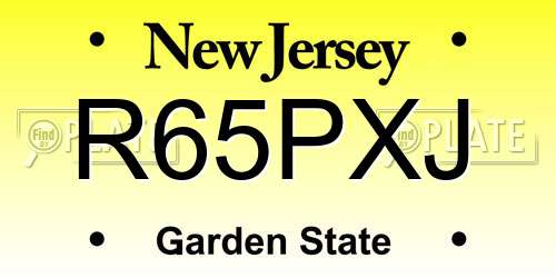 R65PXJ New Jersey License Plate