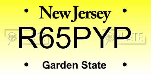 R65PYP New Jersey License Plate