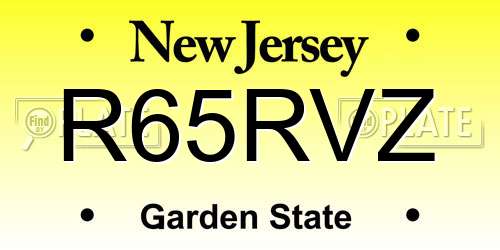 R65RVZ New Jersey License Plate