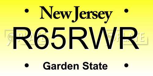 R65RWR New Jersey License Plate