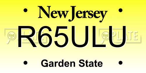 R65ULU New Jersey License Plate