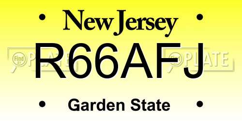 R66AFJ New Jersey License Plate