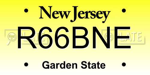 R66BNE New Jersey License Plate