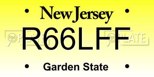 R66LFF New Jersey License Plate
