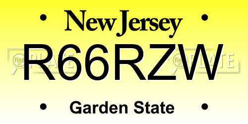 R66RZW New Jersey License Plate