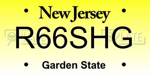 R66SHG New Jersey License Plate