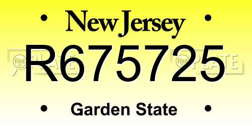 R675725 New Jersey License Plate