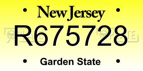 R675728 New Jersey License Plate