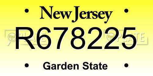 R678225 New Jersey License Plate