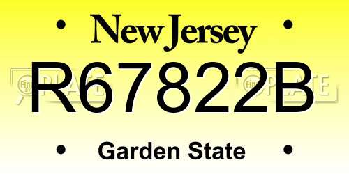 R67822B New Jersey License Plate