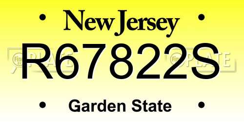 R67822S New Jersey License Plate