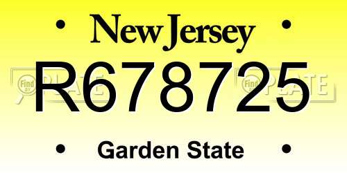 R678725 New Jersey License Plate
