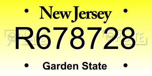 R678728 New Jersey License Plate