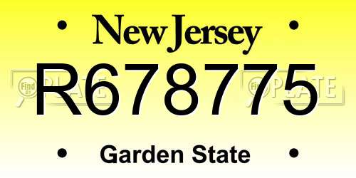 R678775 New Jersey License Plate