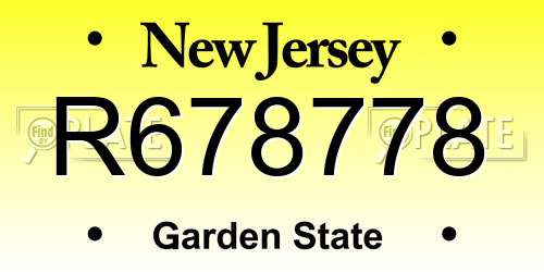 R678778 New Jersey License Plate