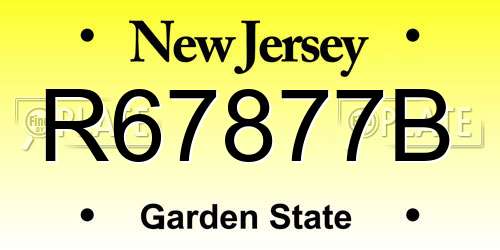 R67877B New Jersey License Plate